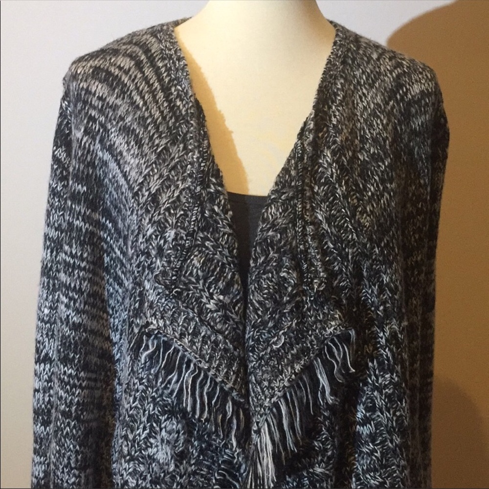 Heather Grey Open Cardigan Boho Fringe Brand NWT - Picture 3 of 8